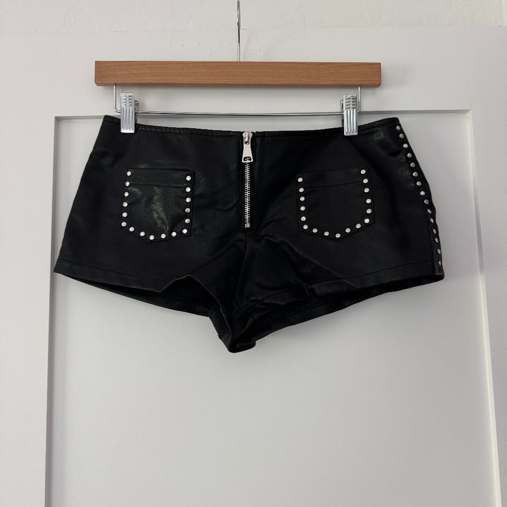 EUC Edikted Studded Faux Leather Micro Shorts - Picture 6 of 7